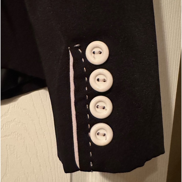 Blacker by Stanley Blacker Sz 16 Black Blazer w/ off color trim, button details - Picture 8 of 8